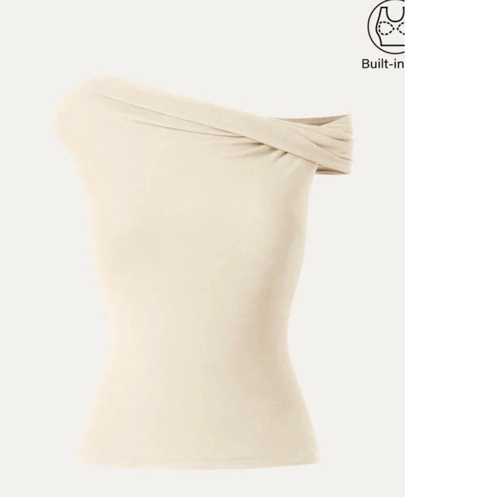 OGL New Afterglow Off Shoulder Built-In Bra Top Fitted Blouse Women Size M